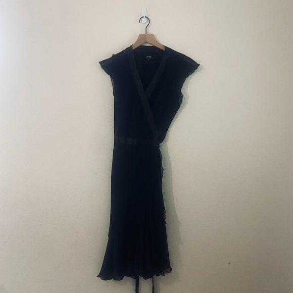 Hobbs of London Dress Black Silk Wrap Chiffon Size 10 - Picture 5 of 10